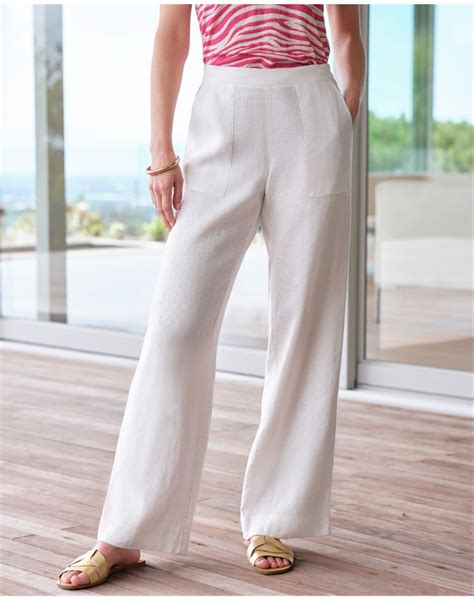 Ivory Laundered Linen Wide Leg Trouser Pure Collection