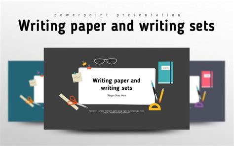 Writing Paper And Writing Sets PowerPoint Template