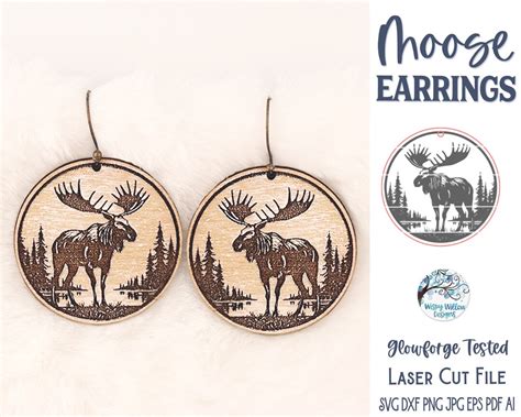 Moose Earring Svg File For Glowforge Or Laser Cutter Elk Woodland