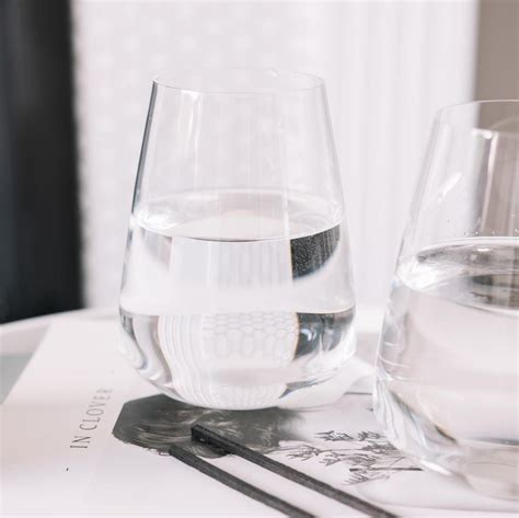 Nude Glass Stem Zero Modern Classic Clear Crystal Drinking Glass Set Of