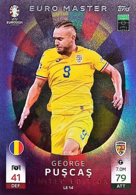 Match Attax Uefa Euro 2024 George Puscas Master Edizione Limitata Eur 4