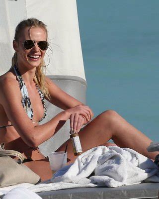 Anne Vyalitsyna Wearing Ultra Tiny Multicolored Bikini On The Beach In