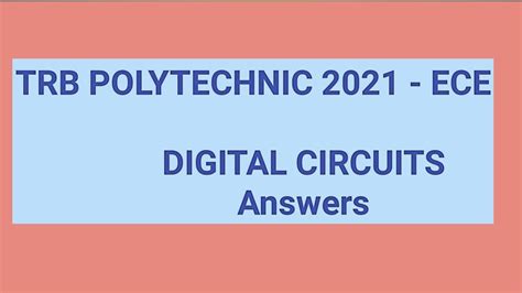 Trb Polytechnic Ece Digital Circuits Answers Youtube