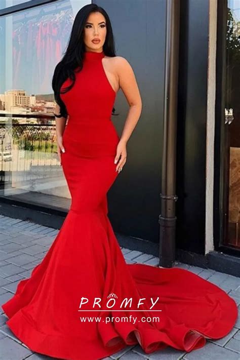 Red Halter Evening Gown Dresses Images 2022