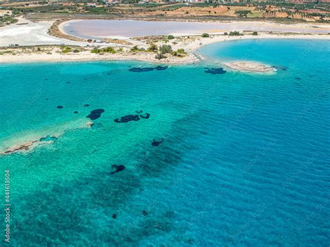 Iconic aerial view over the oldest submerged lost city of Pavlopetri in ...