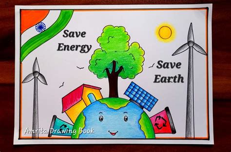 Energy Conservation Day Poster Drawing Save Energy Save Earth Drawing