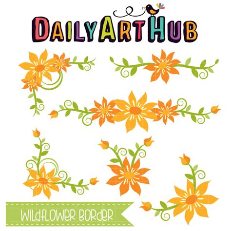 Wild Flower Border Clip Art Set – Daily Art Hub // Graphics, Alphabets ...