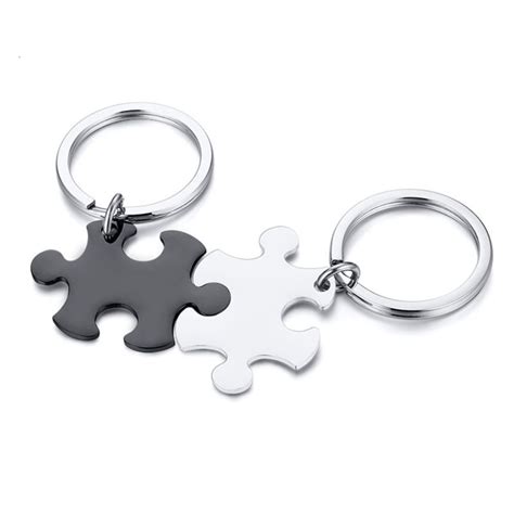 Srebrny Breloczek Do Kluczy PUZZEL Grawer Stal 316L