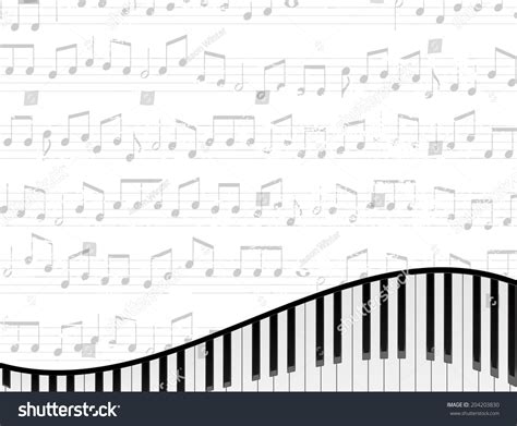 Piano Keyboard Against Faded Music Sheet Background Stock Vector