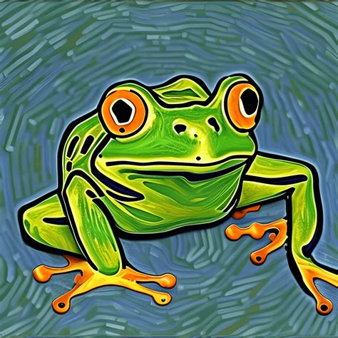 Frog In Van Gogh Style Creative Fabrica