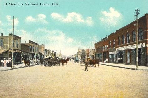 'Vintage Downtown Lawton' Art Print | Art.com | Palacios, Antique postcard, Street scenes