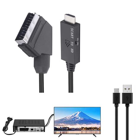 Scart To Hdmi Compatible Converter Cable Audio Video Adapter Conversion