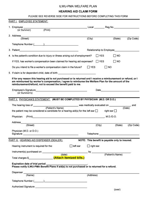 Fillable Online Fillable Online Hearing Aid Claim Form Pdffiller