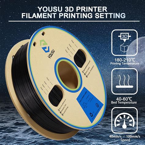 YOUSU Filamento PLA Plus PLA Para Impresora 3D Color Negro Azabache