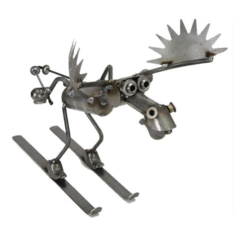 Skiing Moose Metal Sculpture, Garden-Statues-All, C199 - AllSculptures.com