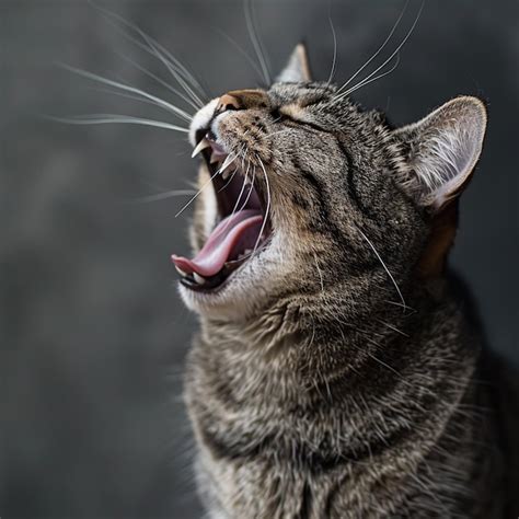 Un Gato Con La Boca Abierta Y La Palabra Bigotes En El Lado Imagen