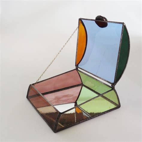 Stained Glass Jewelry Box Multicolor Art Glass One Of A Kind Etsy