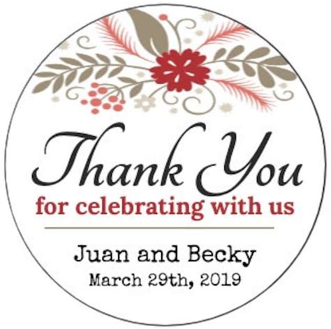 Wedding Thank You Sticker For Celebrating With Us Custom Etsy