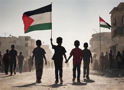 Premium Photo | Palestinian children with flag Freedom Protest for ...