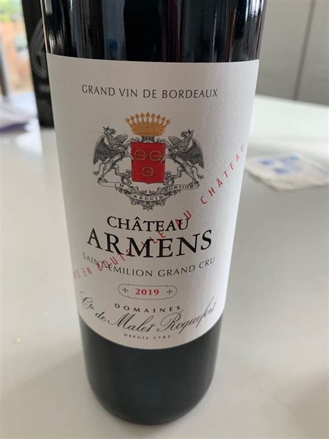 2019 Château Armens France Bordeaux Libournais St Émilion Grand