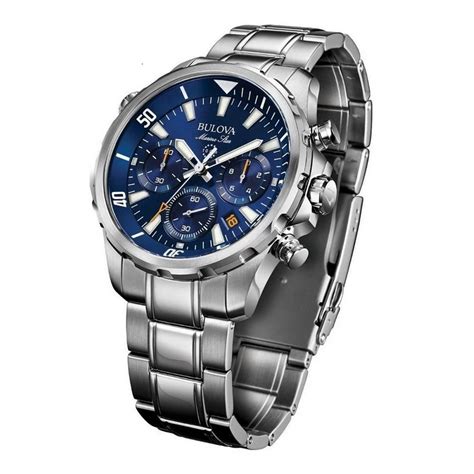 Bulova Marine Star Blue 96B256 Reloj Acero Inoxidable De Lujo Para