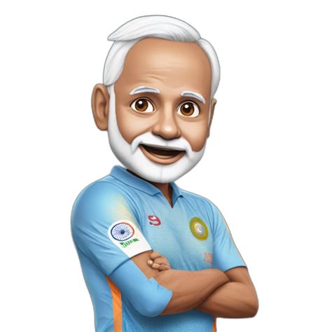 Narendra Modi In Blue Indian Cricket Team Jersey Doing Cristiano