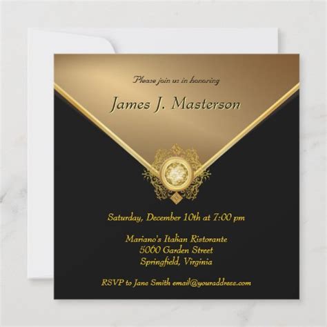 Elegant Gold Black 50th Birthday Surprise Party In Invitation Zazzle