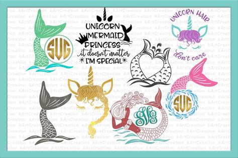 Unicorn Mermaid Princess Svg