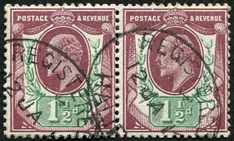 1½d SG 287 4 PAIR VFU crisp Halifax 1911 oval Embassy Philatelists