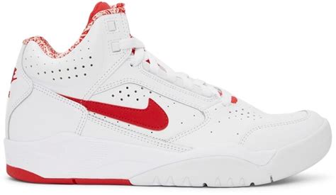 Nike White & Red Air Flight Lite Mid Sneakers - ShopStyle