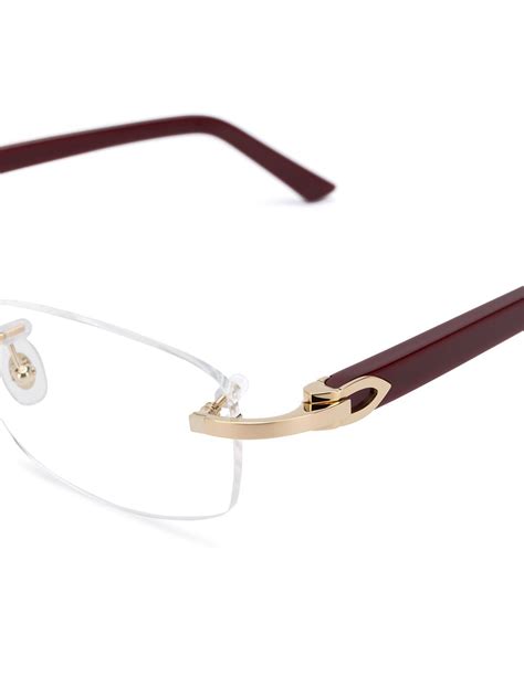 Cartier Eyewear Rimless Rectangular Optical Glasses Red Farfetch