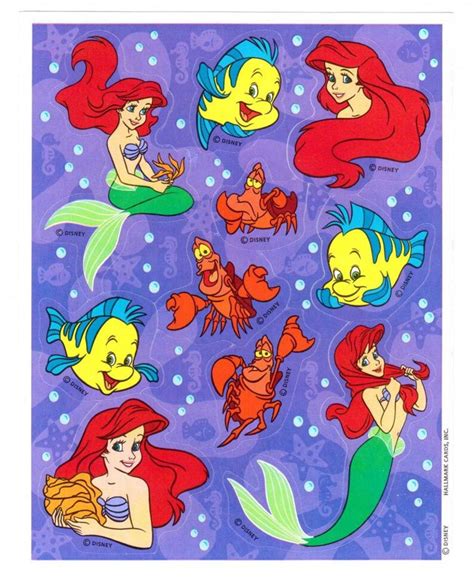 Disney S The Little Mermaid Sticker Sheet Vintage 90 S Etsy