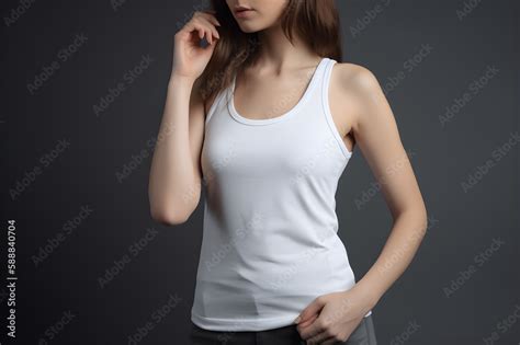 Generative Ai Blank White Tank Top Mock Up On Female Model Showcase