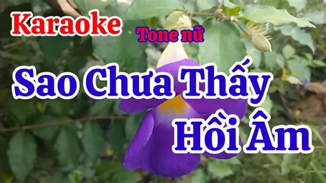 Karaoke Sao Chưa Thấy Hồi Âm Tone Nữ Nhạc Sống Quang Sáng YouTube