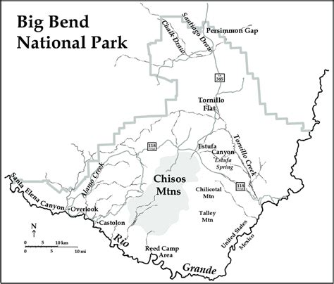 Map Showing Locations Within Big Bend National Park That Are Referred