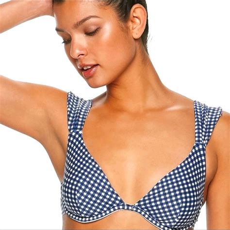 WeWoreWhat Swim We Wore What In Gingham Bikini Navy Emily Allie