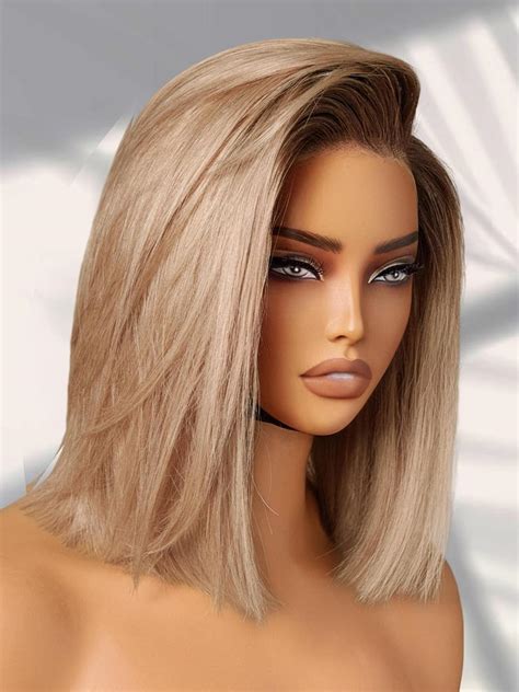 Amazon LUVME HAIR Ash Blonde Short Bob Wig Human Hair Glueless Blunt Cut Style HD