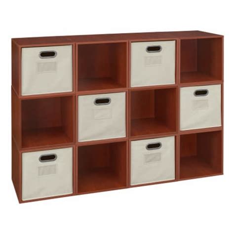 Niche Cubo Storage Set 12 Cubes And 6 Canvas Bins Cherry Natural 1