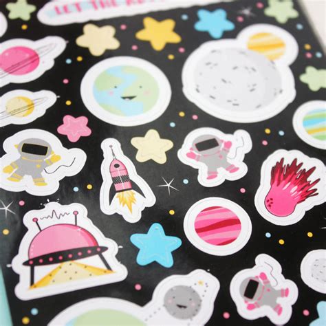 Spaced Out Stickers Cute Space themed Sticker Sheet | Etsy