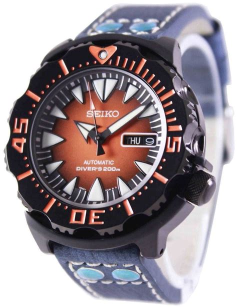 Đồng hồ đeo tay nam Seiko 5 Sports Automatic Diver 200M Blue Leather