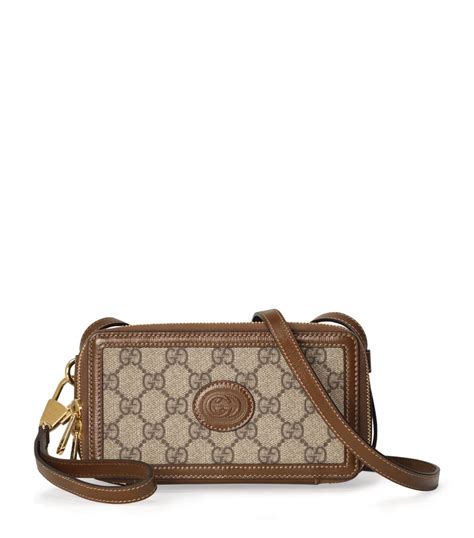 Mens Gucci Neutrals Mini Gg Supreme Cross Body Bag Harrods {countrycode}