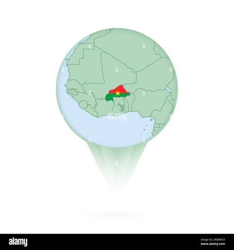 Burkina Faso Map Stylish Location Icon With Burkina Faso Map And Flag