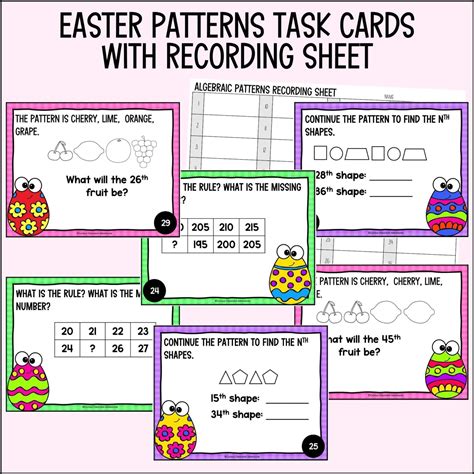 Easter Algebraic Patterns Task Cards Curious Classroom Adventures