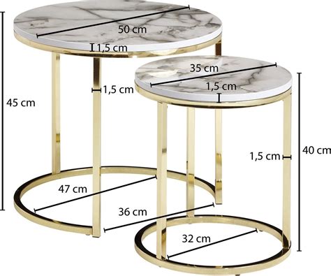 Rootz Design Bijzettafel Set Van 2 Wit Marmer Look Rond Salontafel 2