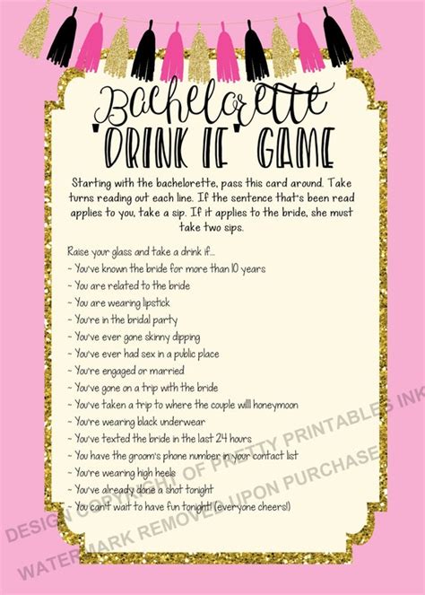 Printable Bachelorette Game Bachelorette Drinking Game Bachelorette Party Game Drink If