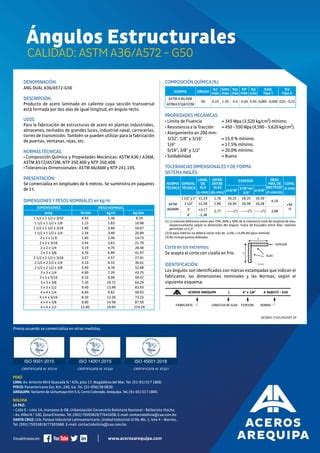 Hoja Tecnica Angulos Estructurales Alta Resistencia PDF