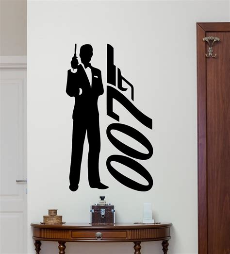 James Bond Autocollant Mural En Vinyle Avec Logo Agent 007 Motif Espion