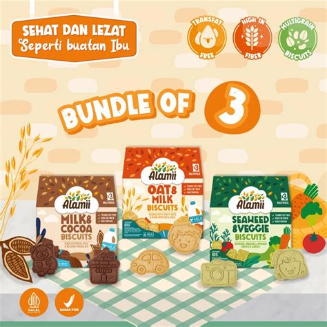 Jual Alamii Multigrain Biscuits Bundle Pack Isi 3 X 60g Mix Varian