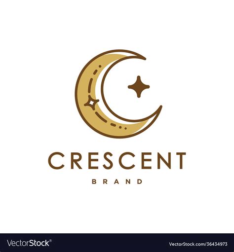 Minimalist Crescent Moon And Star Logo Design Line