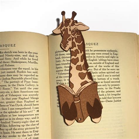 Giraffe Bookmark Leather Giraffe Reading A Book Made In Mn Etsy